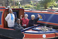 A group aboard our narrowboats